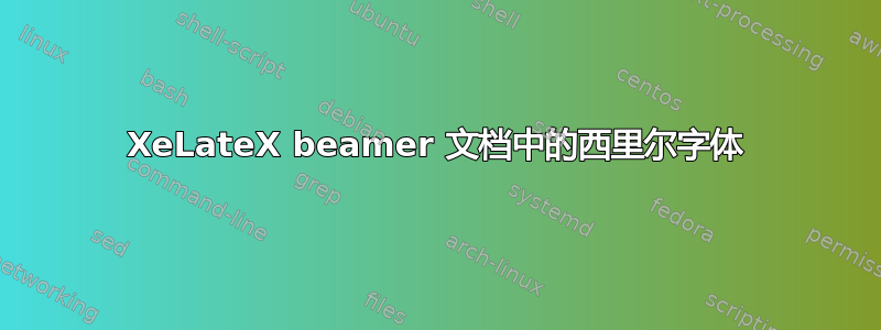 XeLateX beamer 文档中的西里尔字体