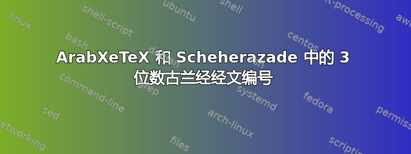 ArabXeTeX 和 Scheherazade 中的 3 位数古兰经经文编号