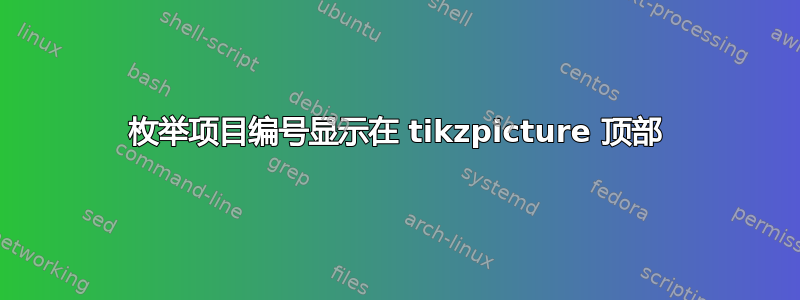 枚举项目编号显示在 tikzpicture 顶部