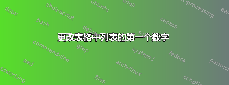 更改表格中列表的第一个数字