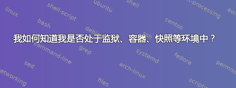 我如何知道我是否处于监狱、容器、快照等环境中？ 