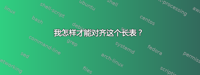 我怎样才能对齐这个长表？