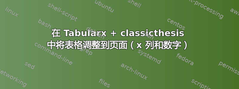 在 Tabularx + classicthesis 中将表格调整到页面（x 列和数字）