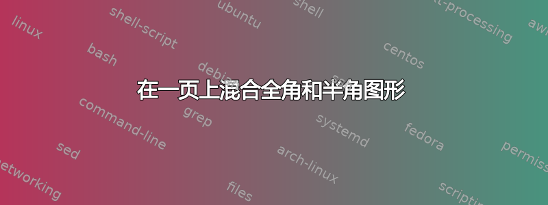 在一页上混合全角和半角图形