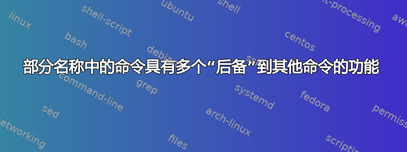 部分名称中的命令具有多个“后备”到其他命令的功能