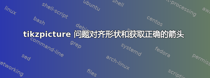 tikzpicture 问题对齐形状和获取正确的箭头