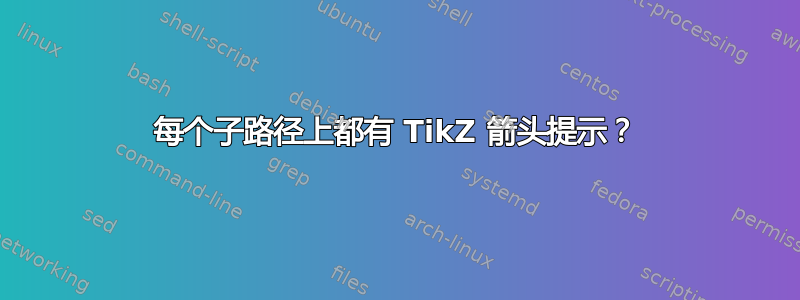 每个子路径上都有 TikZ 箭头提示？