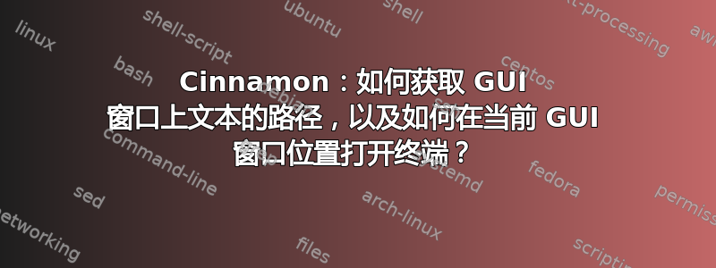 Cinnamon：如何获取 GUI 窗口上文本的路径，以及如何在当前 GUI 窗口位置打开终端？