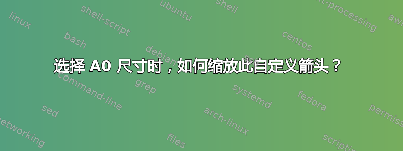 选择 A0 尺寸时，如何缩放此自定义箭头？