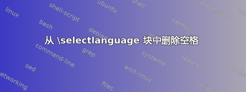 从 \selectlanguage 块中删除空格