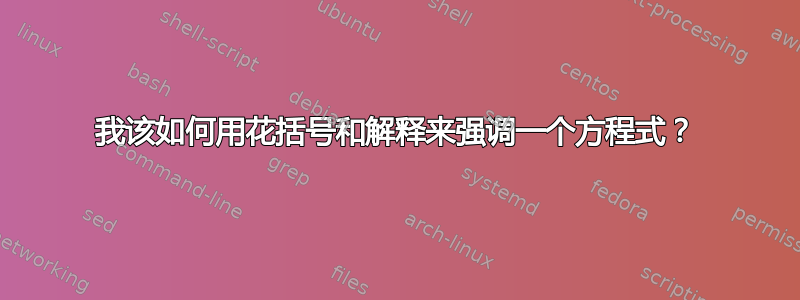 我该如何用花括号和解释来强调一个方程式？