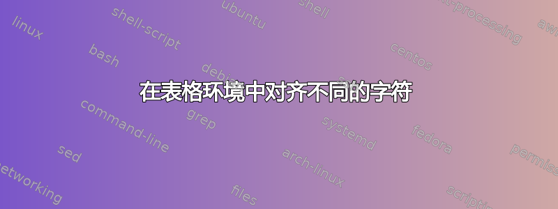 在表格环境中对齐不同的字符