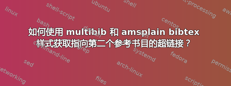 如何使用 multibib 和 amsplain bibtex 样式获取指向第二个参考书目的超链接？