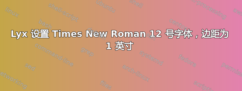 Lyx 设置 Times New Roman 12 号字体，边距为 1 英寸