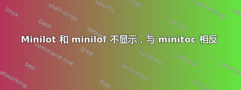 Minilot 和 minilof 不显示，与 minitoc 相反