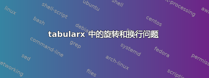 tabularx 中的旋转和换行问题