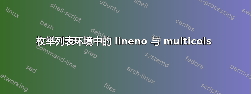 枚举列表环境中的 lineno 与 multicols