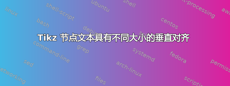 Tikz 节点文本具有不同大小的垂直对齐