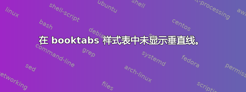 在 booktabs 样式表中未显示垂直线。