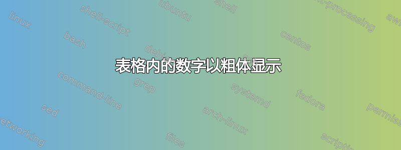 表格内的数字以粗体显示