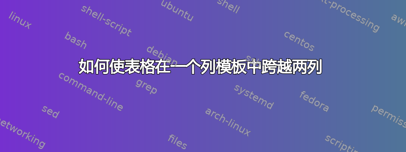 如何使表格在一个列模板中跨越两列