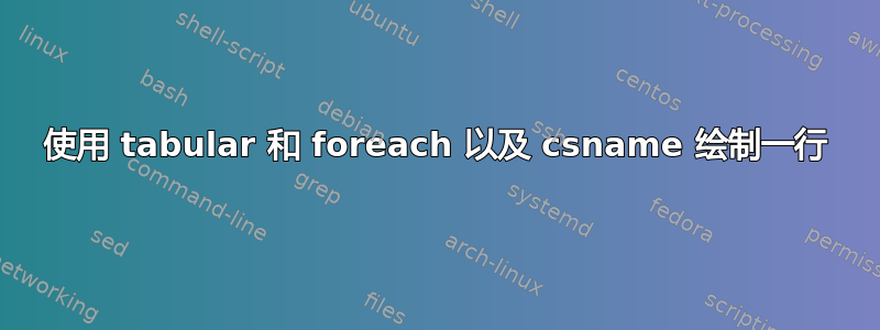 使用 tabular 和 foreach 以及 csname 绘制一行