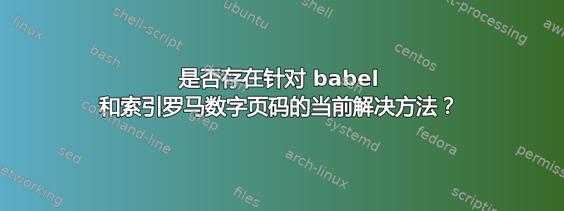 是否存在针对 babel 和索引罗马数字页码的当前解决方法？