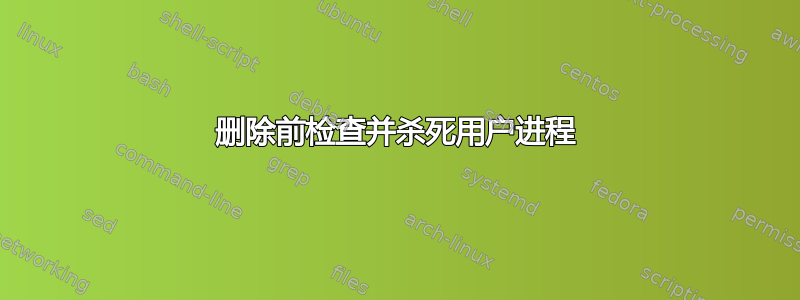 删除前检查并杀死用户进程