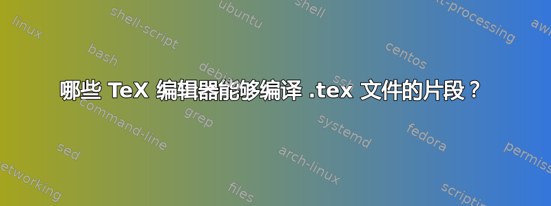 哪些 TeX 编辑器能够编译 .tex 文件的片段？