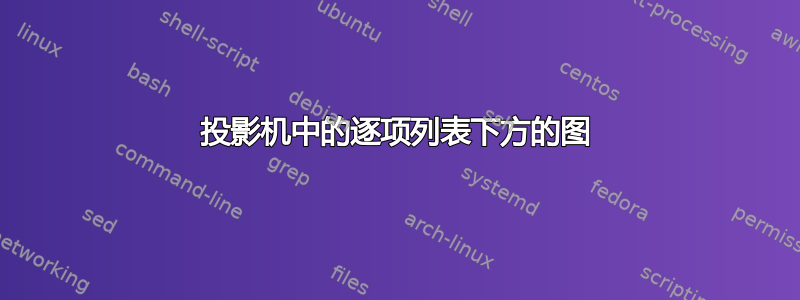 投影机中的逐项列表下方的图