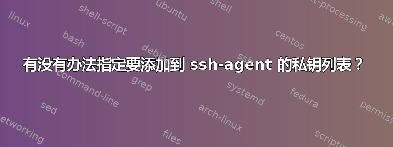 有没有办法指定要添加到 ssh-agent 的私钥列表？