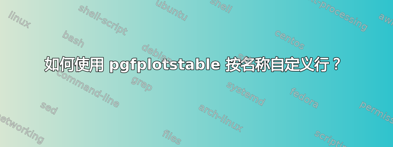 如何使用 pgfplotstable 按名称自定义行？