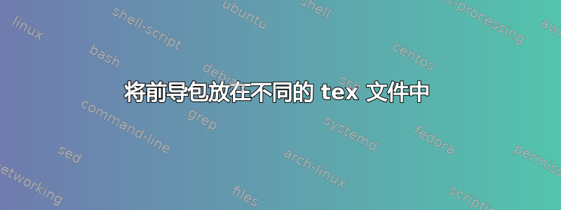 将前导包放在不同的 tex 文件中