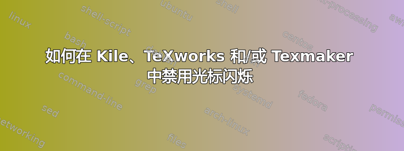 如何在 Kile、TeXworks 和/或 Texmaker 中禁用光标闪烁