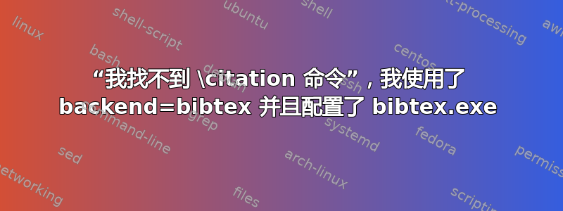 “我找不到 \citation 命令”，我使用了 backend=bibtex 并且配置了 bibtex.exe