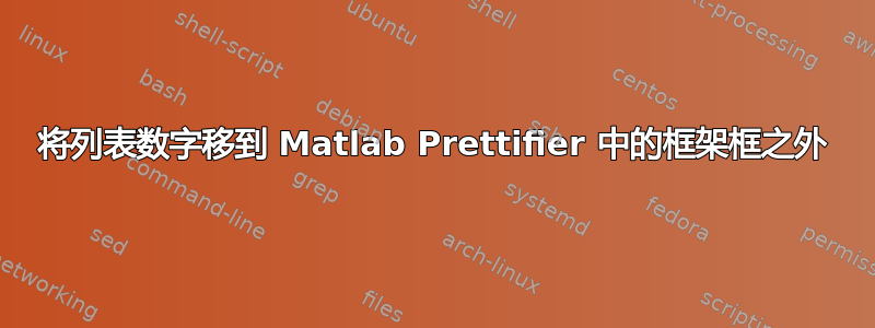 将列表数字移到 Matlab Prettifier 中的框架框之外