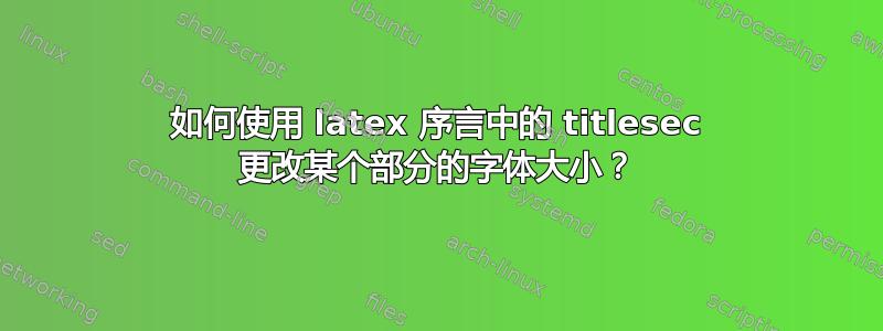 如何使用 latex 序言中的 titlesec 更改某个部分的字体大小？