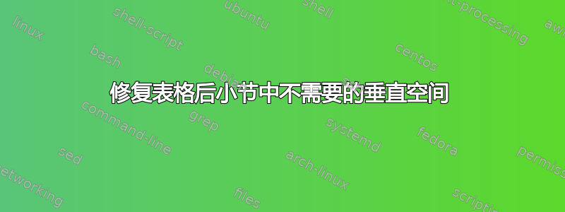 修复表格后小节中不需要的垂直空间