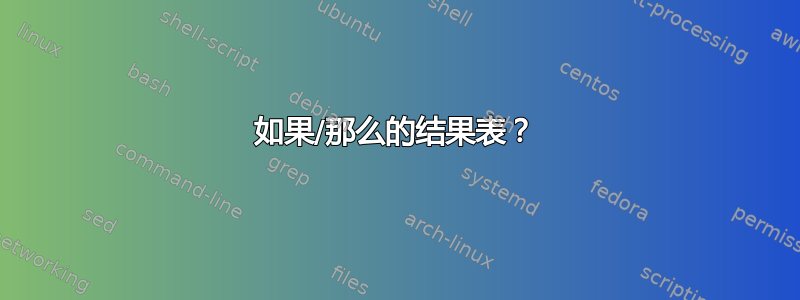 如果/那么的结果表？