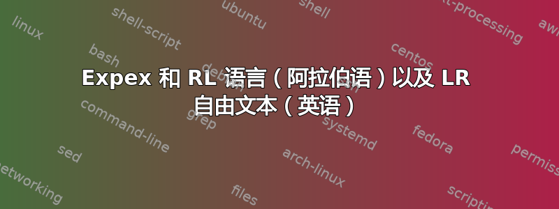 Expex 和 RL 语言（阿拉伯语）以及 LR 自由文本（英语）