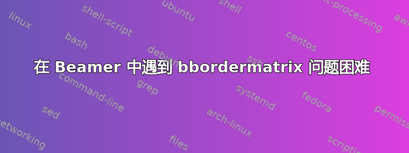 在 Beamer 中遇到 bbordermatrix 问题困难