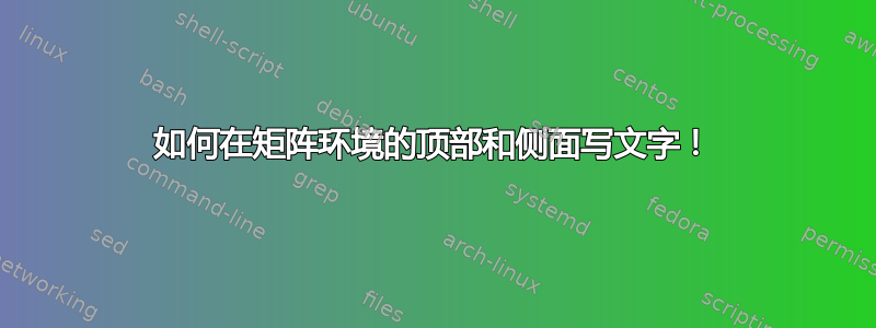 如何在矩阵环境的顶部和侧面写文字！