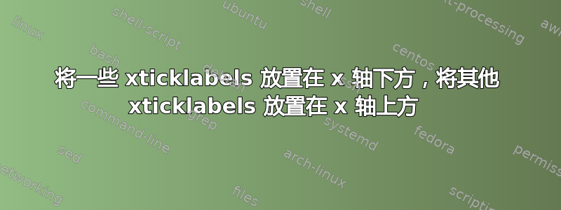 将一些 xticklabels 放置在 x 轴下方，将其他 xticklabels 放置在 x 轴上方 