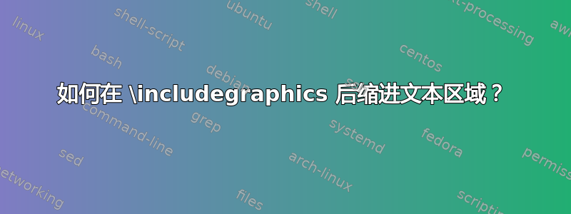 如何在 \includegraphics 后缩进文本区域？