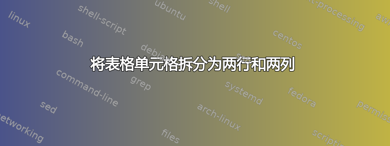 将表格单元格拆分为两行和两列