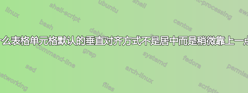 为什么表格单元格默认的垂直对齐方式不是居中而是稍微靠上一点？