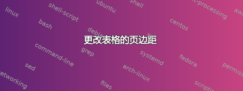 更改表格的页边距