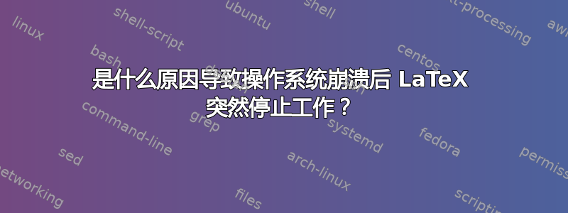 是什么原因导致操作系统崩溃后 LaTeX 突然停止工作？