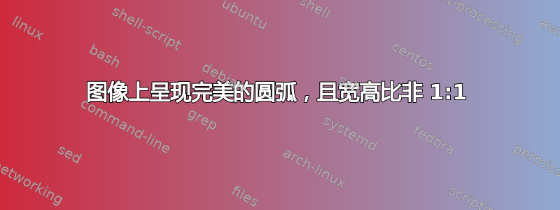 图像上呈现完美的圆弧，且宽高比非 1:1