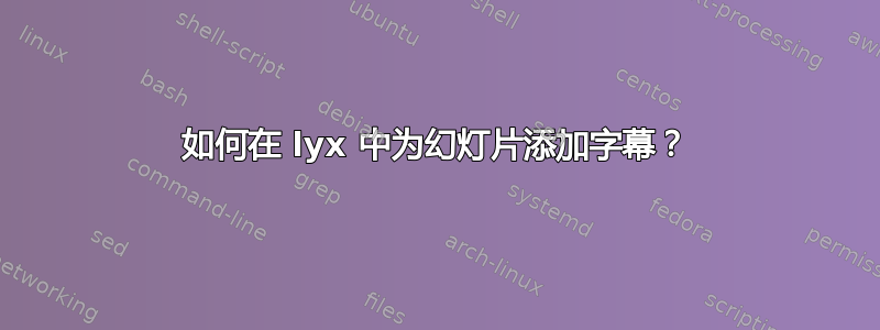 如何在 lyx 中为幻灯片添加字幕？